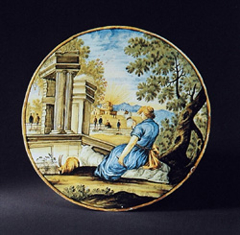 paesaggio con rovine (piatto) di Gentili Berardino il Giovane (seconda metà sec. XVIII)