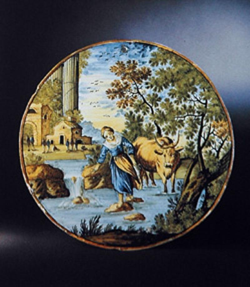 scena campestre con figure (piatto) di Gentili Berardino il Giovane (seconda metà sec. XVIII)