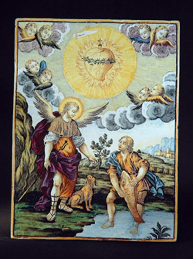 Tobia e San Raffaele arcangelo (mattonella) di Gentili Berardino il Giovane (ultimo quarto sec. XVIII)