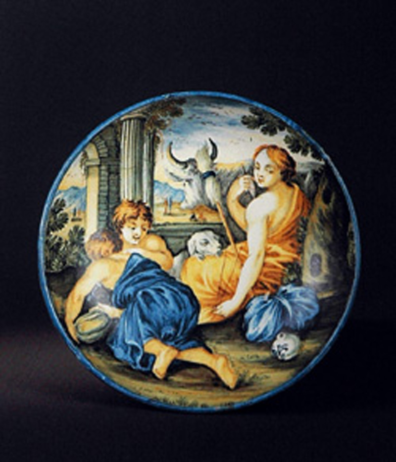 scena campestre con figure (piattino) di Gentili Carmine (seconda metà sec. XVIII)