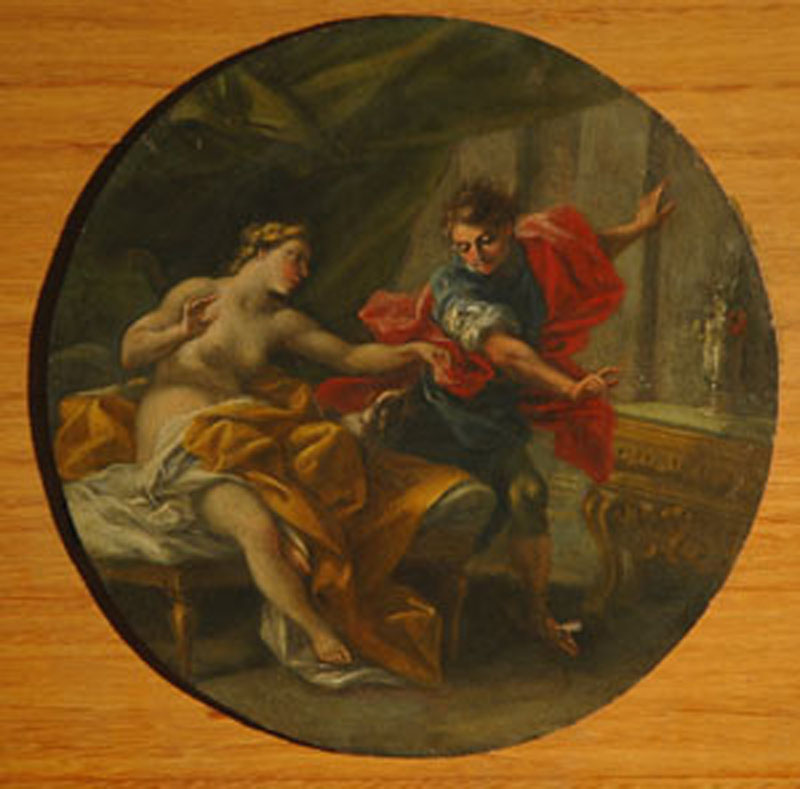 Giuseppe e la moglie di Putifarre (dipinto) di Falciatore Filippo (sec. XVIII)