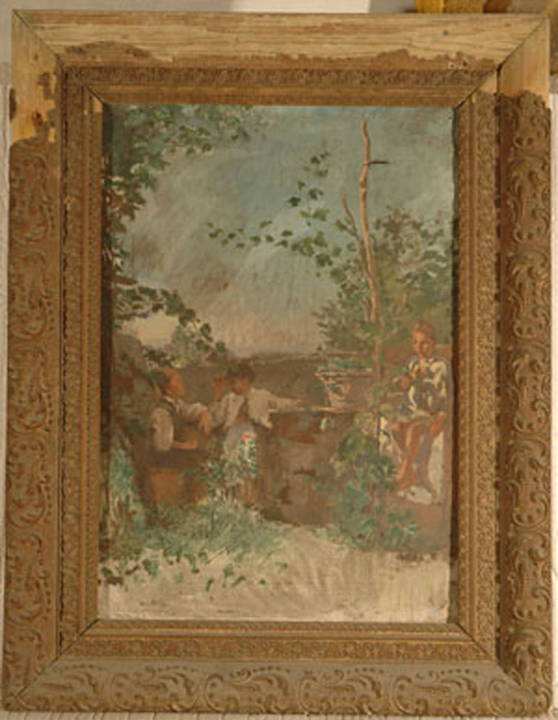 scena familiare (dipinto) di De Gregorio Marco (sec. XIX)