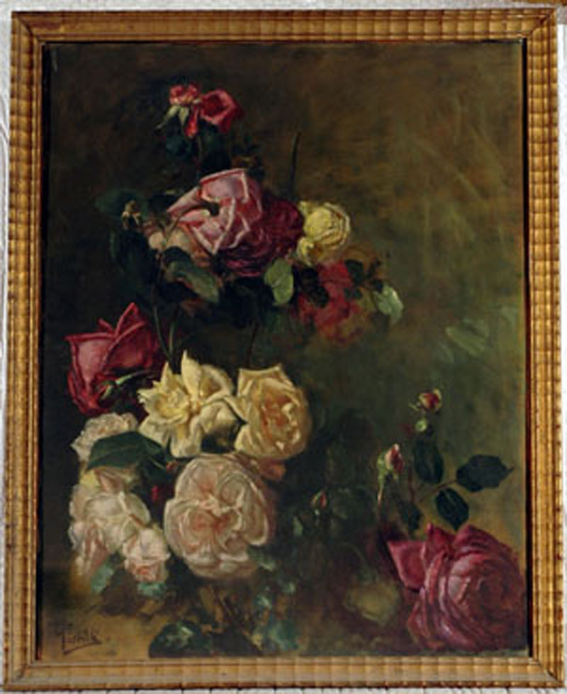 vaso con fiori (dipinto) di Pistilli Ulrico (sec. XIX)