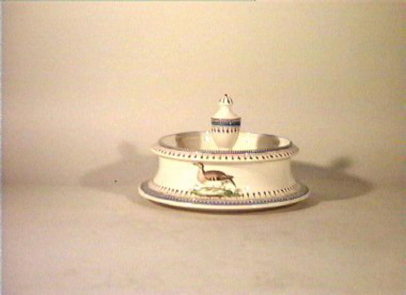 motivi decorativi vegetali e animali (coperchio) - manifattura Del Vecchio (sec. XIX)