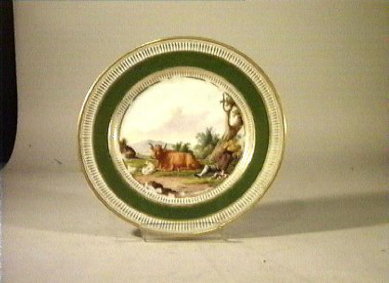 paesaggio con animali (piatto) - manifattura Dagoty (sec. XIX)