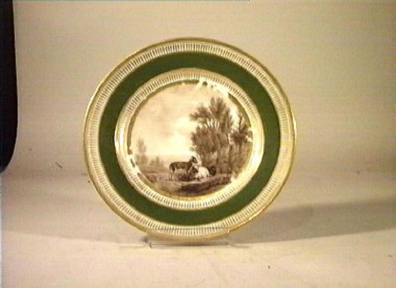 paesaggio con animali (piatto) - manifattura Dagoty (sec. XIX)