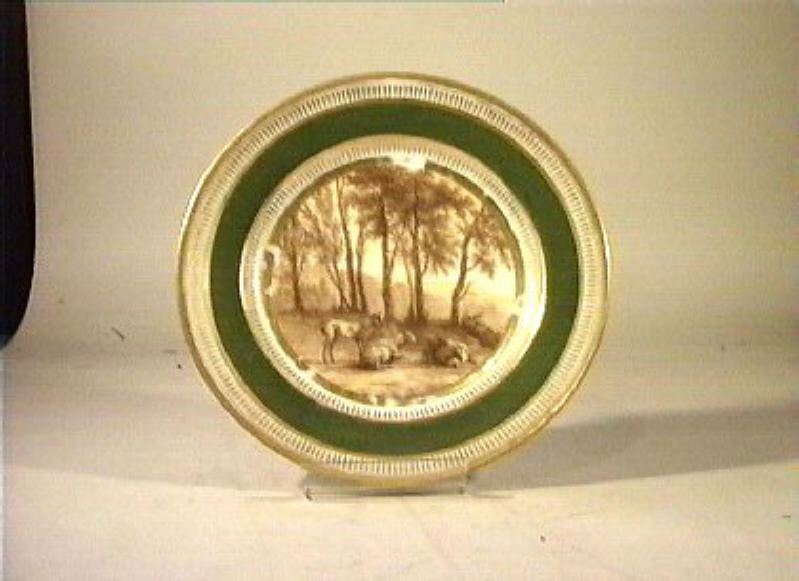 paesaggio con animali (piatto) - manifattura Dagoty (sec. XIX)