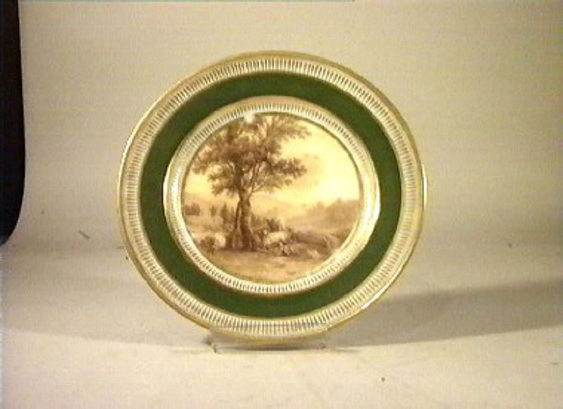 paesaggio con animali (piatto) - manifattura Dagoty (sec. XIX)