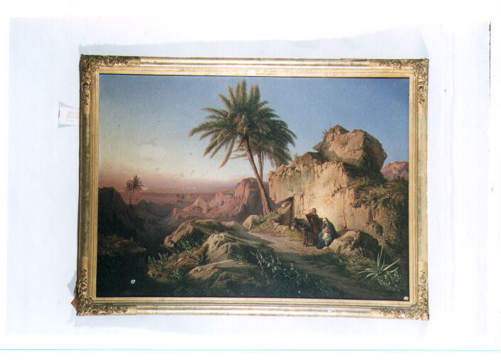 riposo nella fuga in Egitto (dipinto) di Mancini Francesco (sec. XIX)