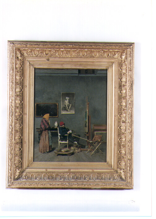 Una piacevole interruzione, studio del pittore (dipinto) di Volpe Vincenzo (sec. XIX)