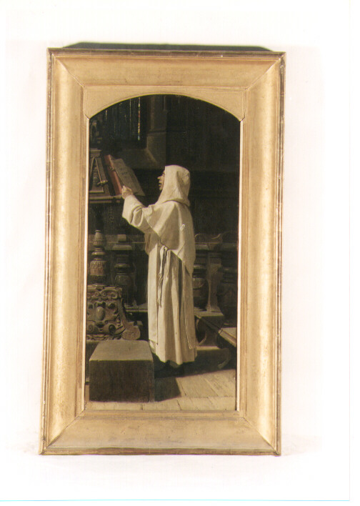 Monaco al coro, figura maschile (dipinto) di Abbati Giuseppe (sec. XIX)