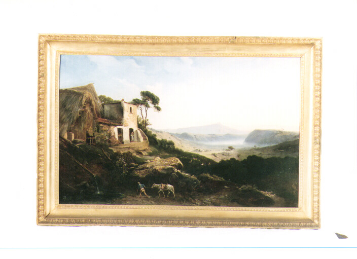 Paesaggio con casa rustica, paesaggio rurale (dipinto) di Palizzi Giuseppe (sec. XIX)