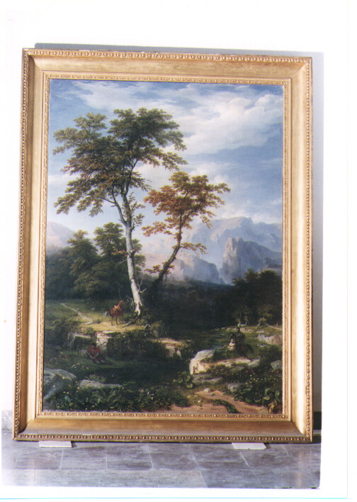 Paesaggio con Pinabello e Bradamante, paesaggio (dipinto) di Smargiassi Gabriele (sec. XIX)