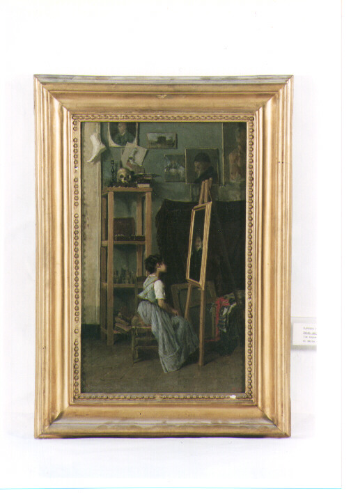 interno con figura femminile (dipinto) di Volpe Vincenzo (sec. XIX)