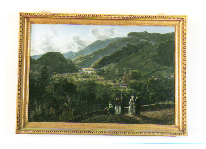 paesaggio con architetture (dipinto) di Dahl Johann Christian Clausen (sec. XIX)