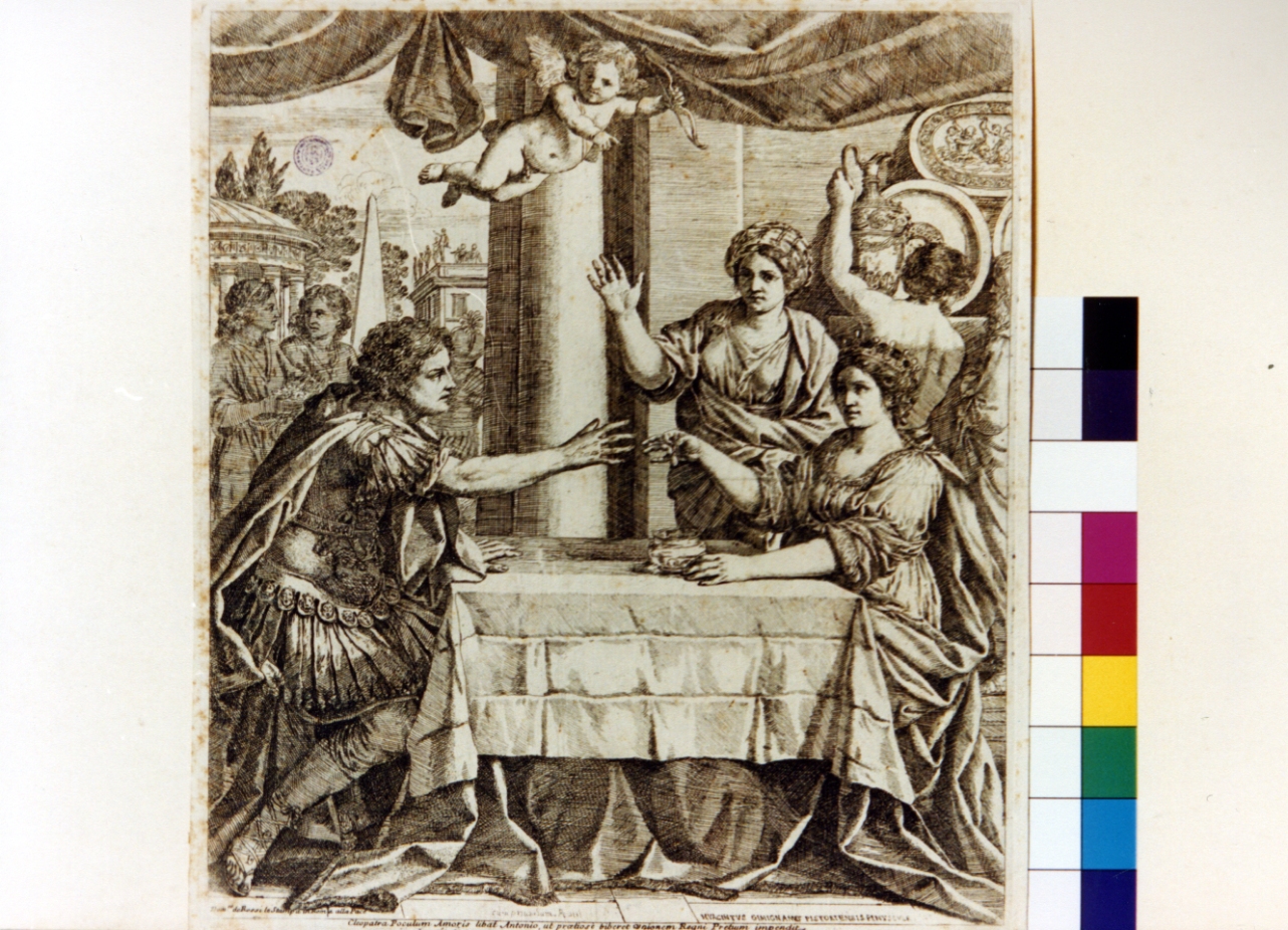 Cleopatra e Antonio (stampa tagliata) di Gimignani Giacinto (sec. XVII)
