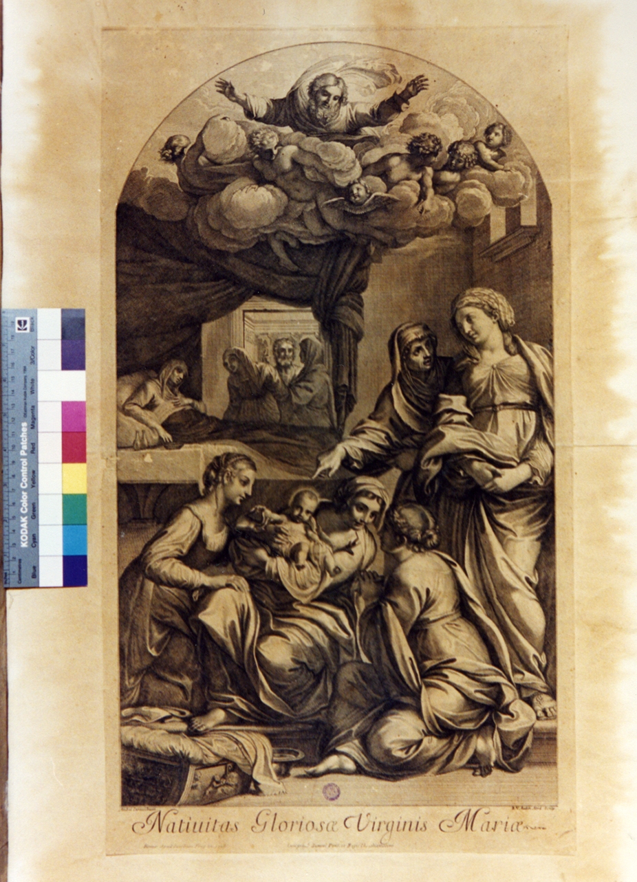 nascita di Maria Vergine (stampa) di Van Audenaerde Robert, Carracci Annibale (secc. XVII/ XVIII)