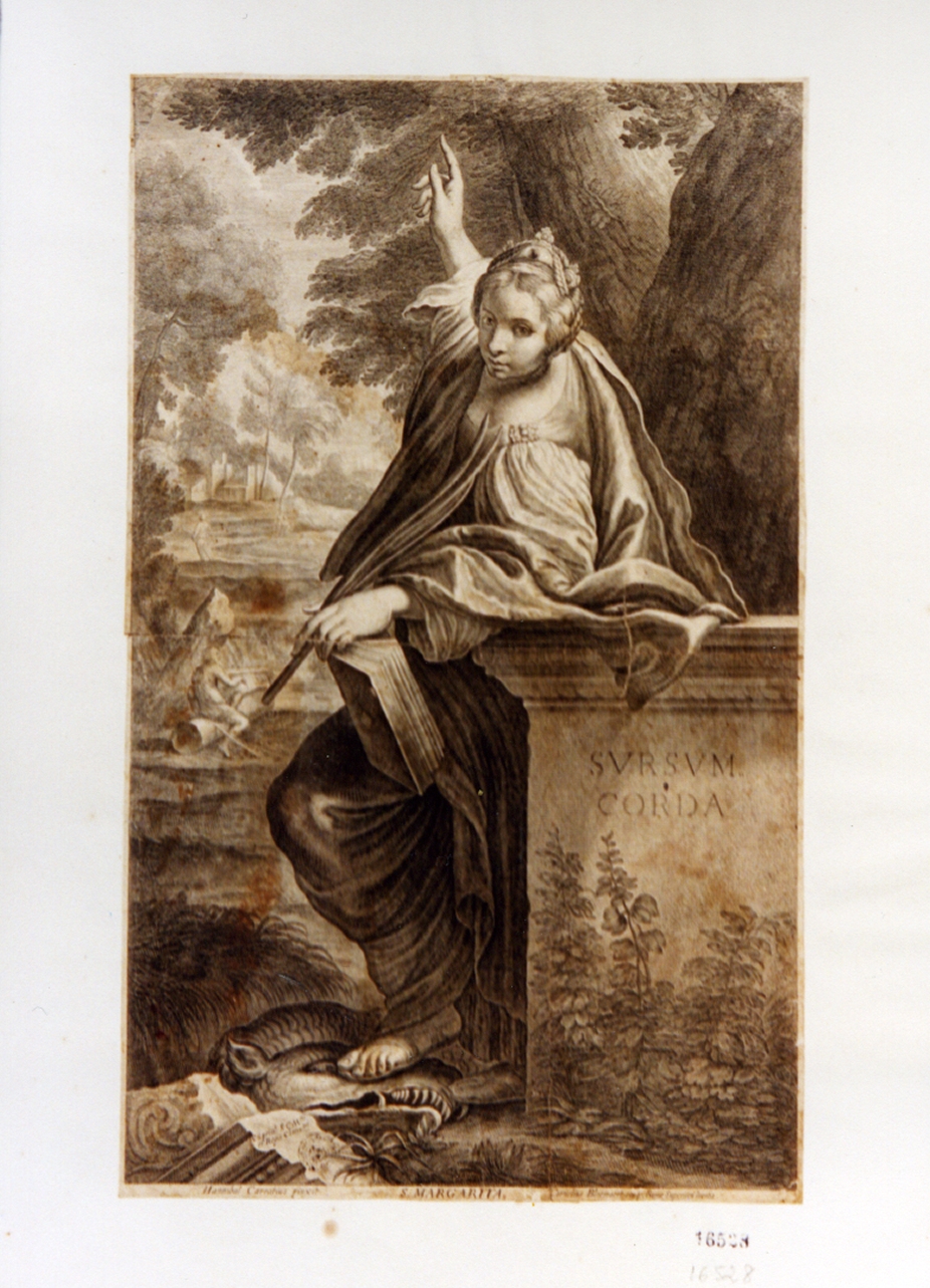 Santa Margherita d'Antiochia (stampa) di Carracci Annibale, Bloemaert Cornelis il Giovane (sec. XVII)