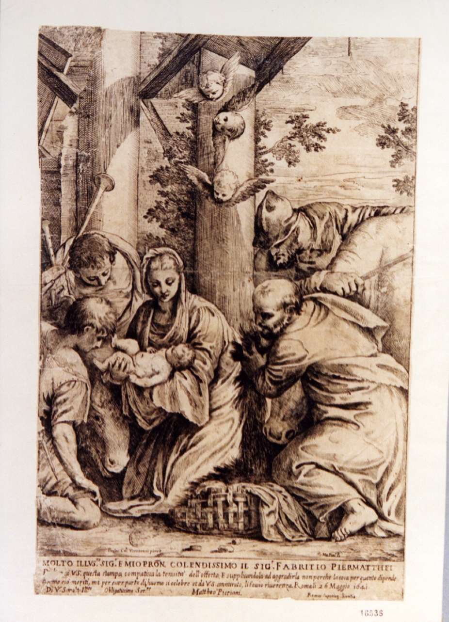 adorazione dei pastori (stampa) di Piccioni Matteo, Caliari Paolo detto Paolo Veronese (sec. XVII)