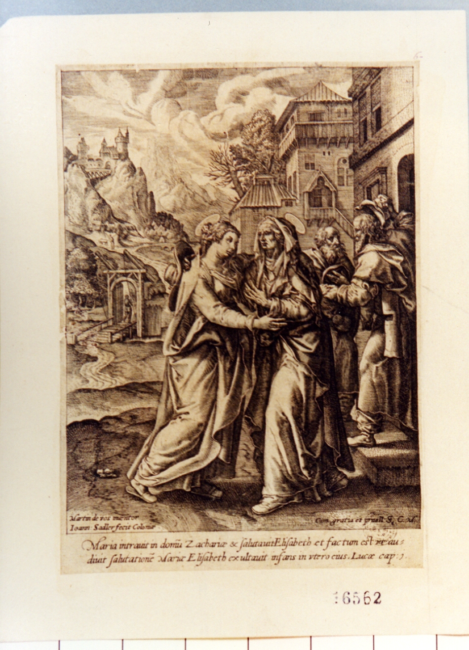 visitazione (stampa) di Sadeler Jan il Vecchio, De Vos Marten (secc. XVI/ XVII)