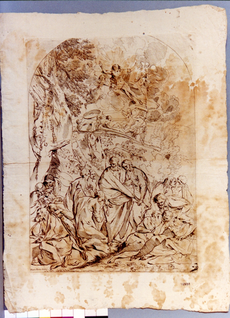 compianto sul Cristo morto (stampa) di Testa Pietro detto Lucchesino (sec. XVII)