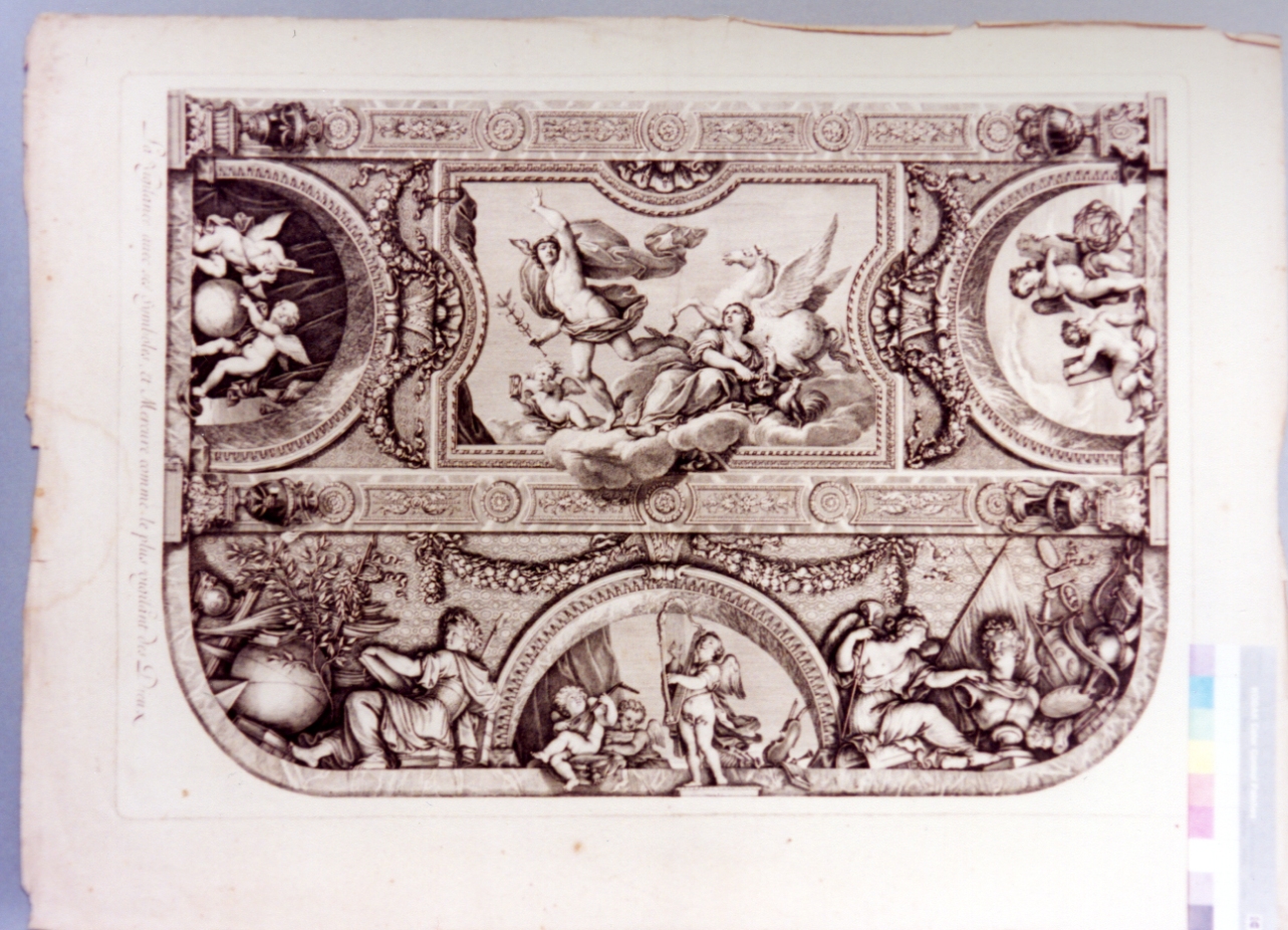 scena allegorica (stampa) di Mignard Pierre, Audran Gérard (secc. XVII/ XVIII)