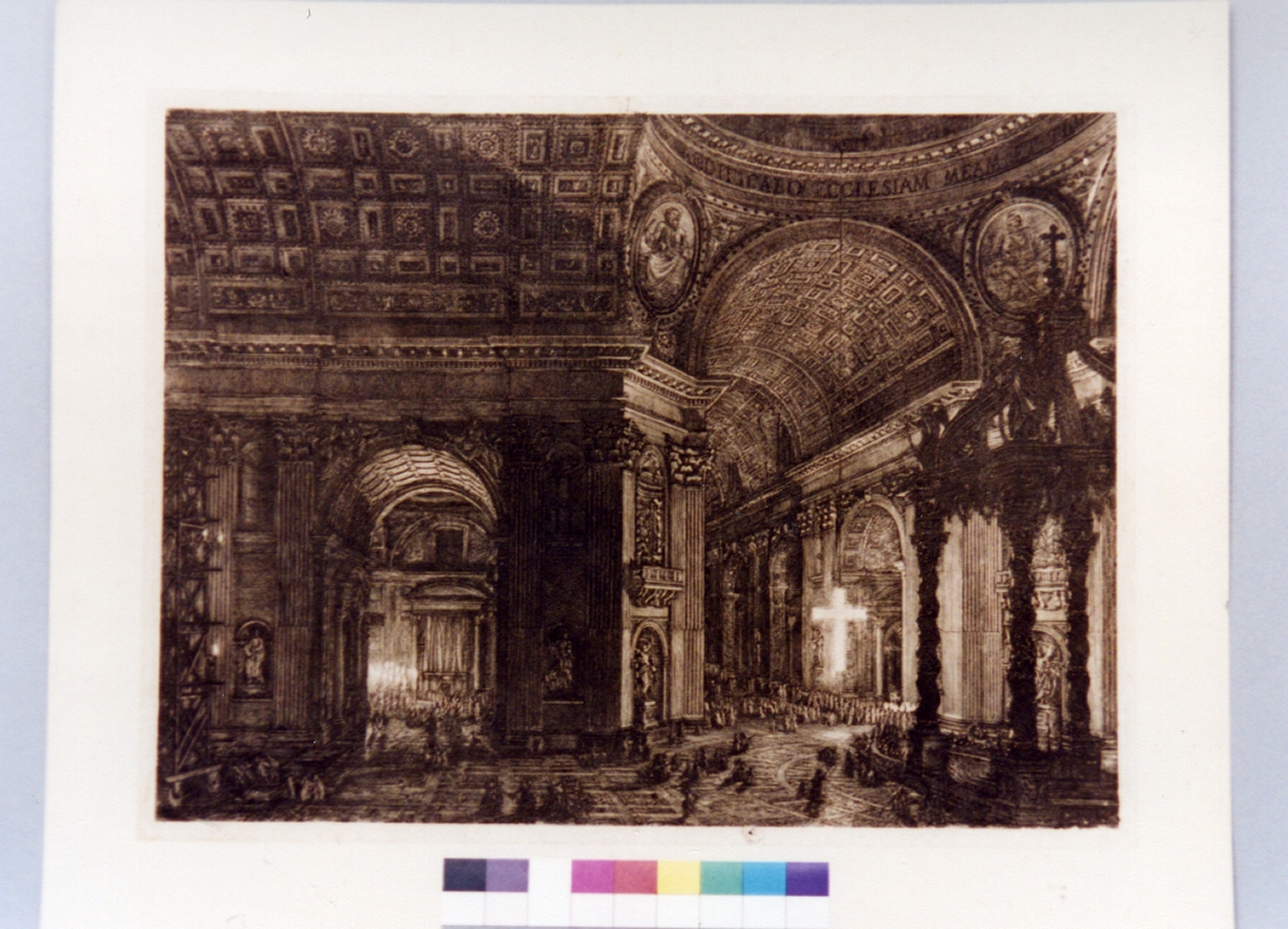 interno della basilica di San Pietro (stampa tagliata) di Sarti Antonio (sec. XIX)