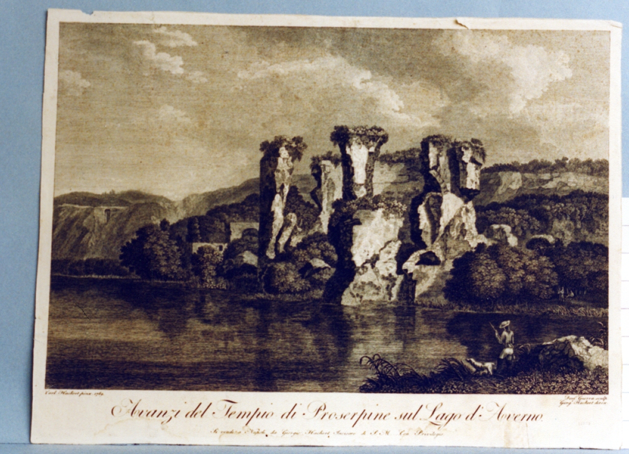 veduta del tempio di Baia (stampa) di Hackert Georg (secc. XVIII/ XIX)