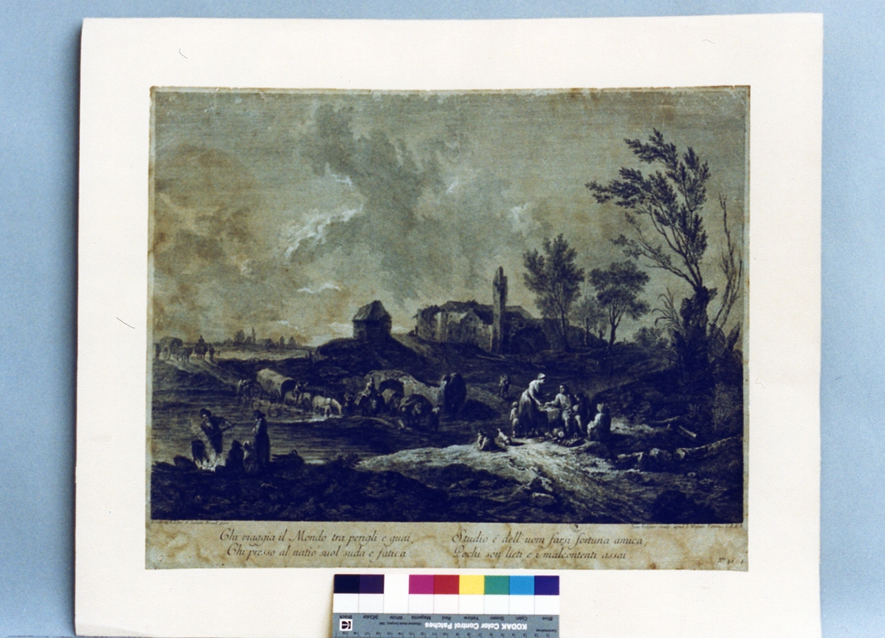 scena campestre con figure (stampa a colori) di Volpato Giovanni (secc. XVIII/ XIX)