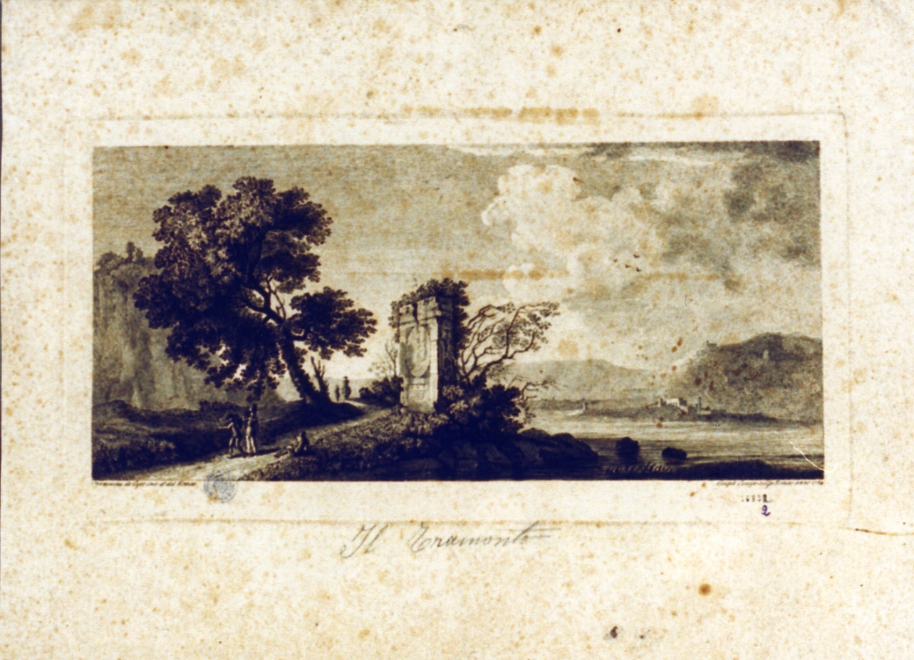 paesaggio lacustre (stampa) di Cunego Giuseppe (sec. XVIII)