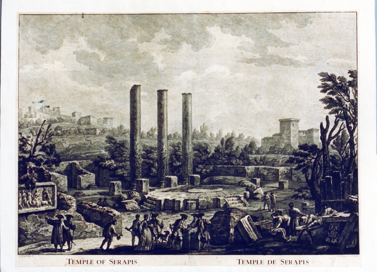 veduta del tempio di Serapide (stampa) di Cunego Domenico, Clerisseau Charles Louis (secc. XVIII/ XIX)