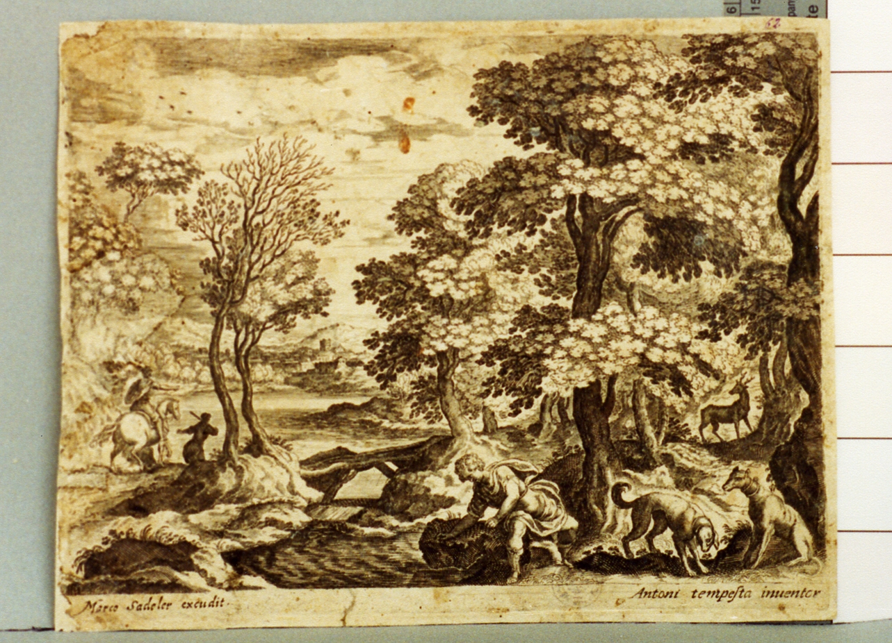 paesaggio con alberi (stampa) di Tempesta Antonio (secc. XVI/ XVII)