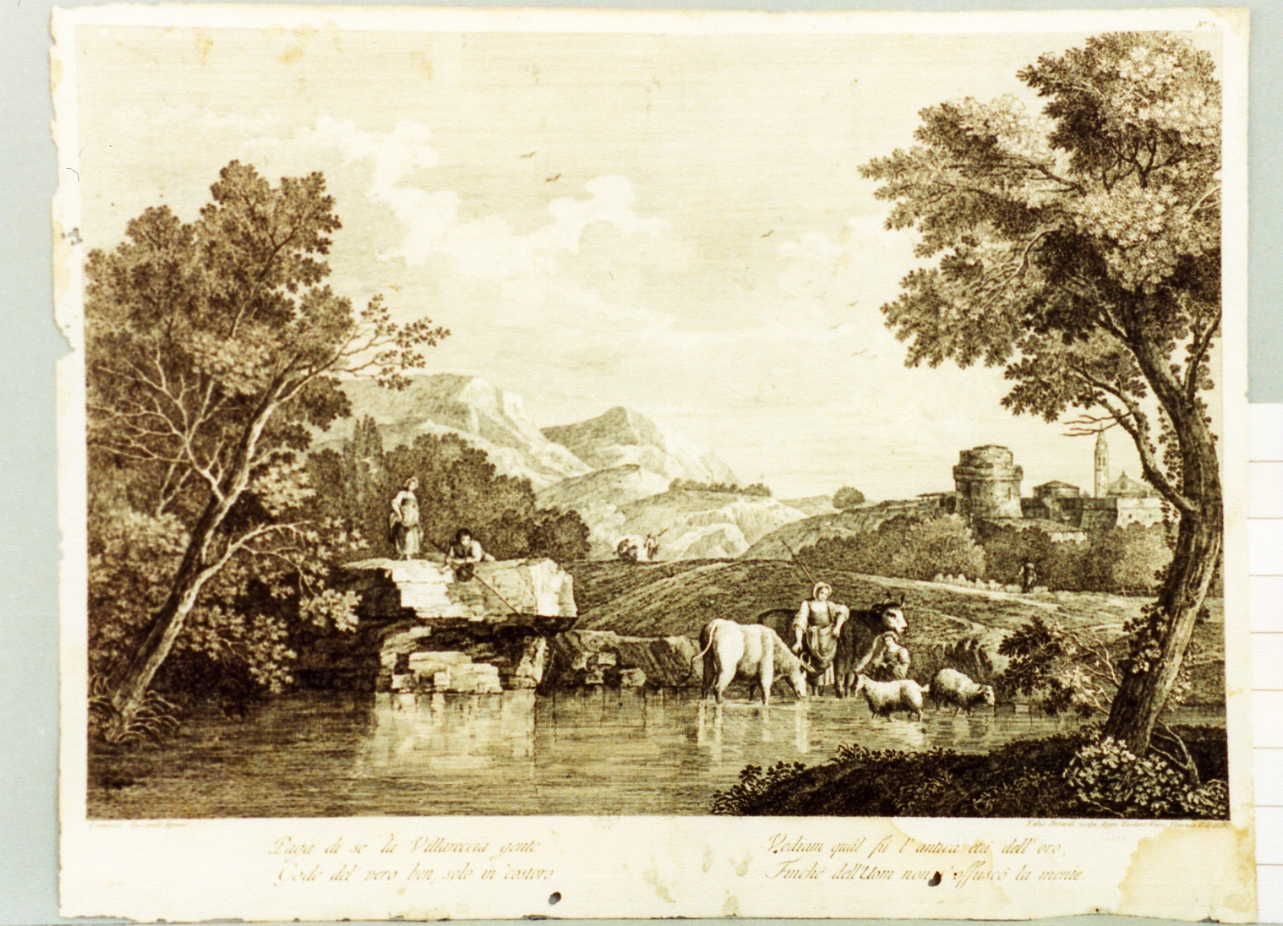 paesaggio fluviale (stampa) di Berardi Fabio, Zuccarelli Francesco (sec. XVIII)