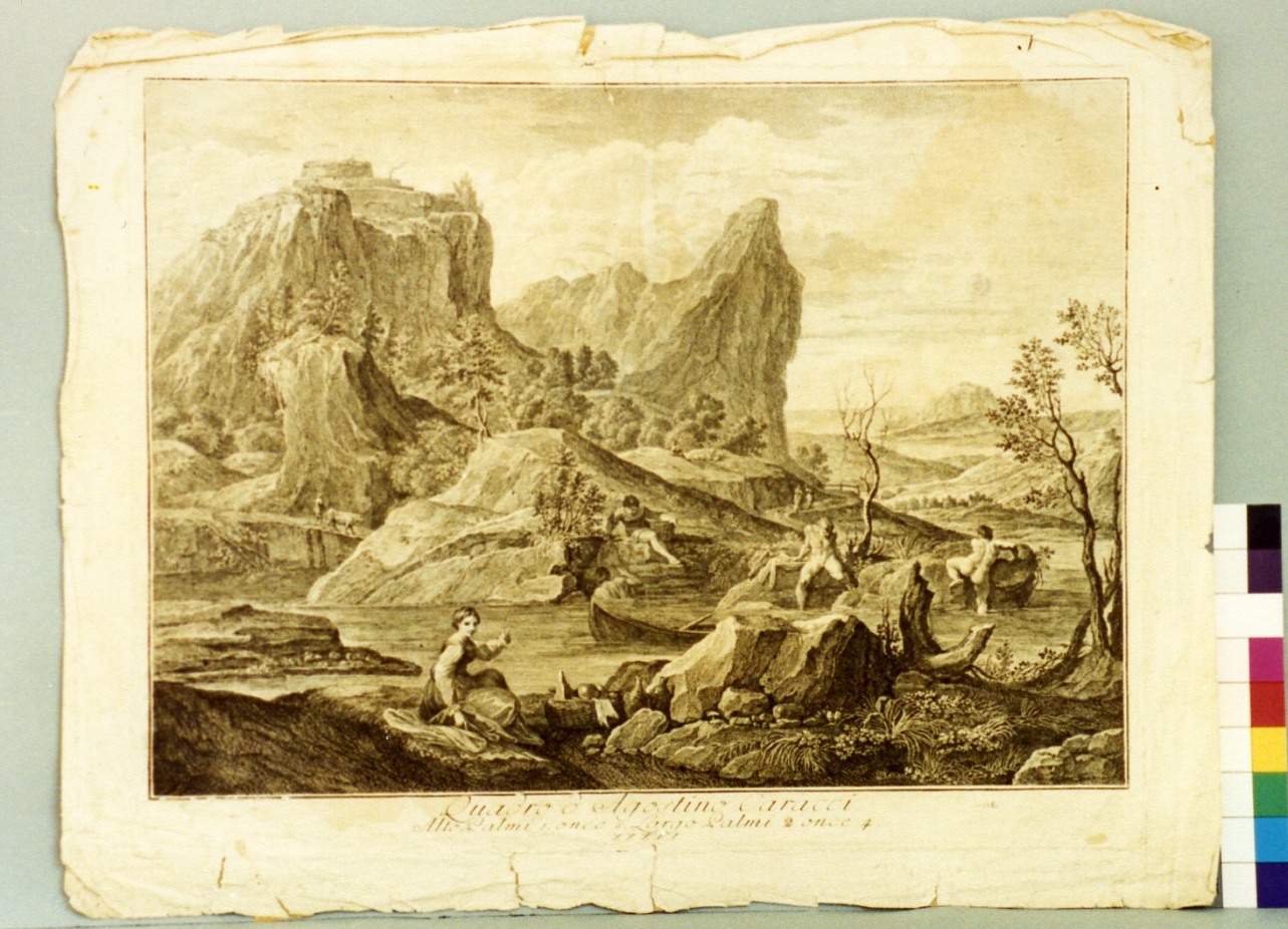 paesaggio fluviale (stampa) di Bartolozzi Francesco (secc. XVIII/ XIX)