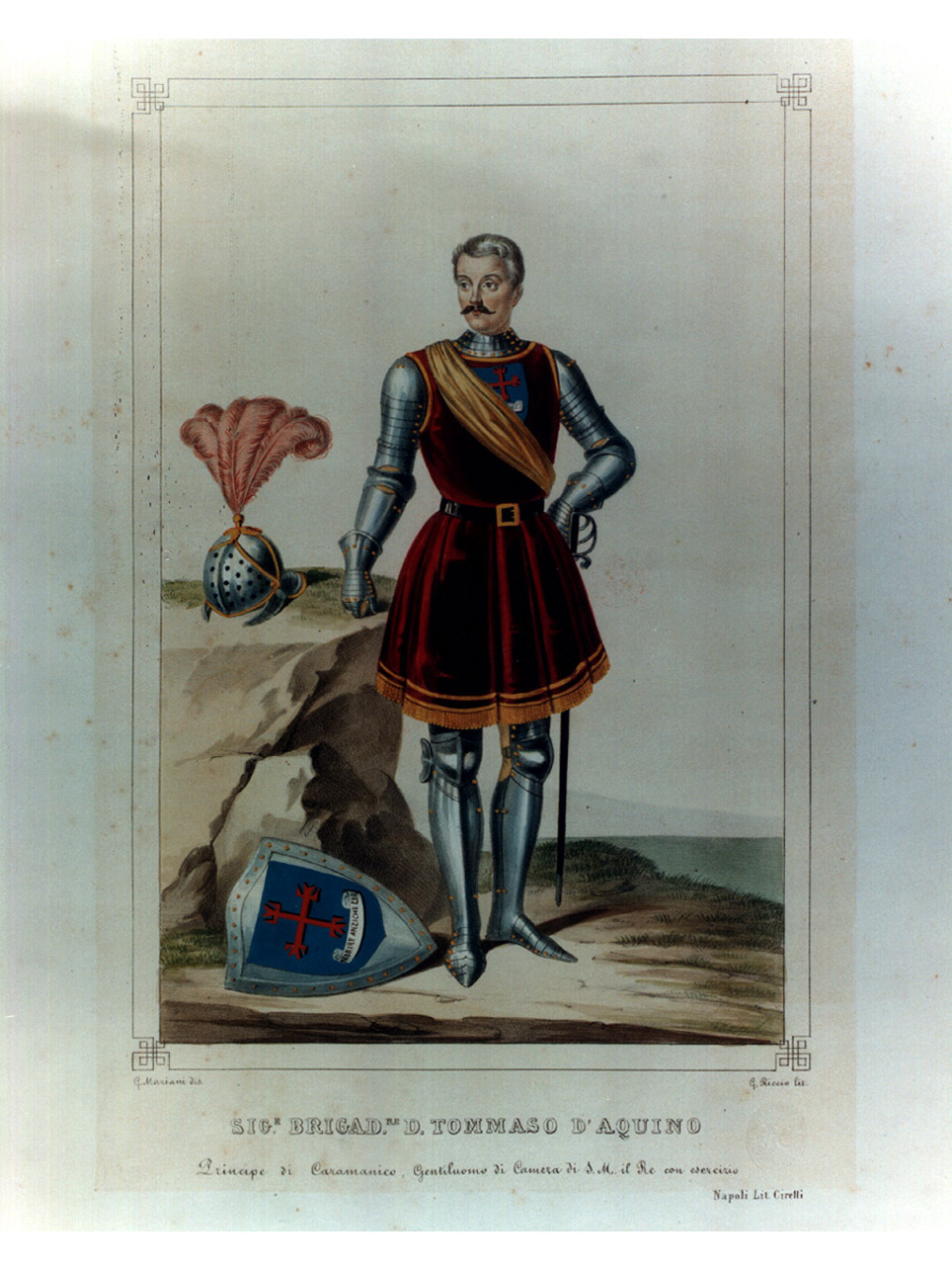 figura maschile in armatura (stampa a colori, elemento d'insieme) di Mariani Giovanni Battista, Riccio Gaetano (sec. XIX)