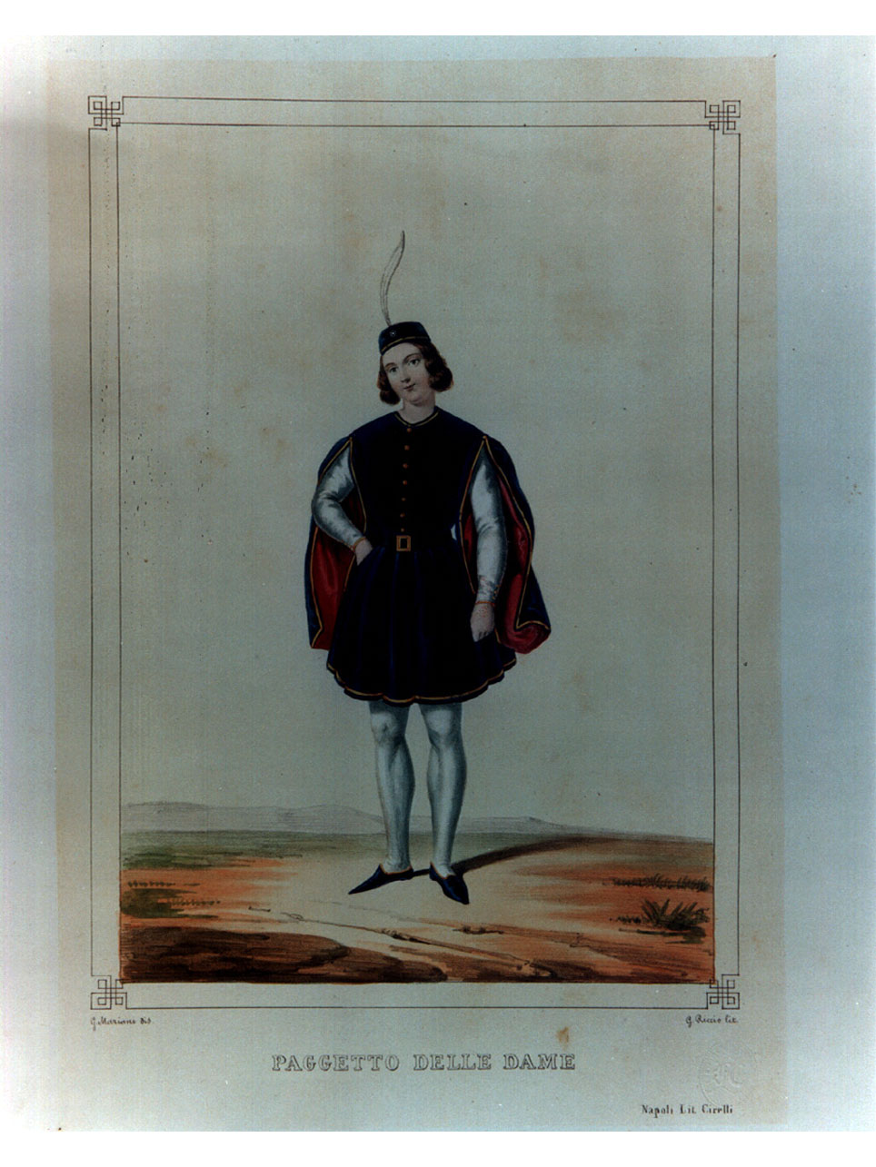 paggio (stampa a colori, elemento d'insieme) di Mariani Giovanni Battista, Riccio Gaetano (sec. XIX)