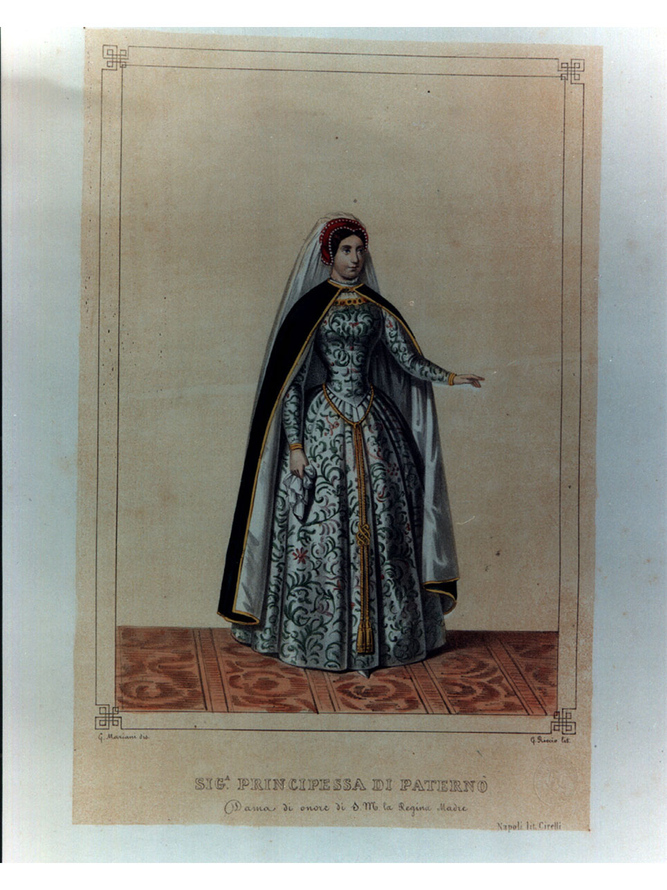 figura femminile (stampa a colori, elemento d'insieme) di Mariani Giovanni Battista, Riccio Gaetano (sec. XIX)