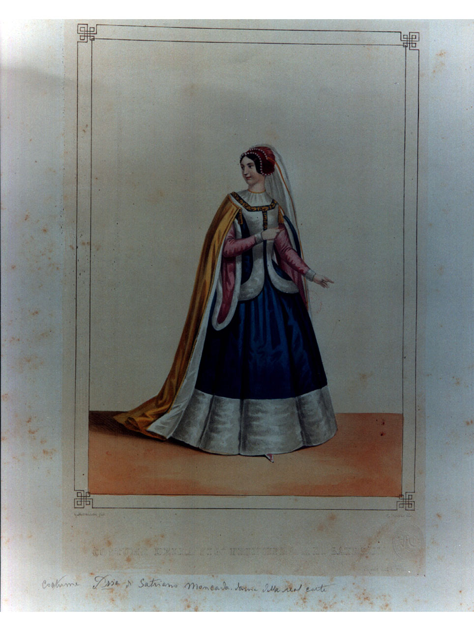 figura femminile in costume (stampa a colori, elemento d'insieme) di Riccio Gaetano, Mariani Giovanni Battista (sec. XIX)