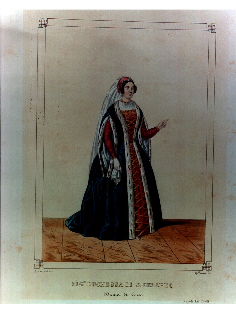figura femminile (stampa a colori, elemento d'insieme) di Mariani Giovanni Battista, Riccio Gaetano (sec. XIX)