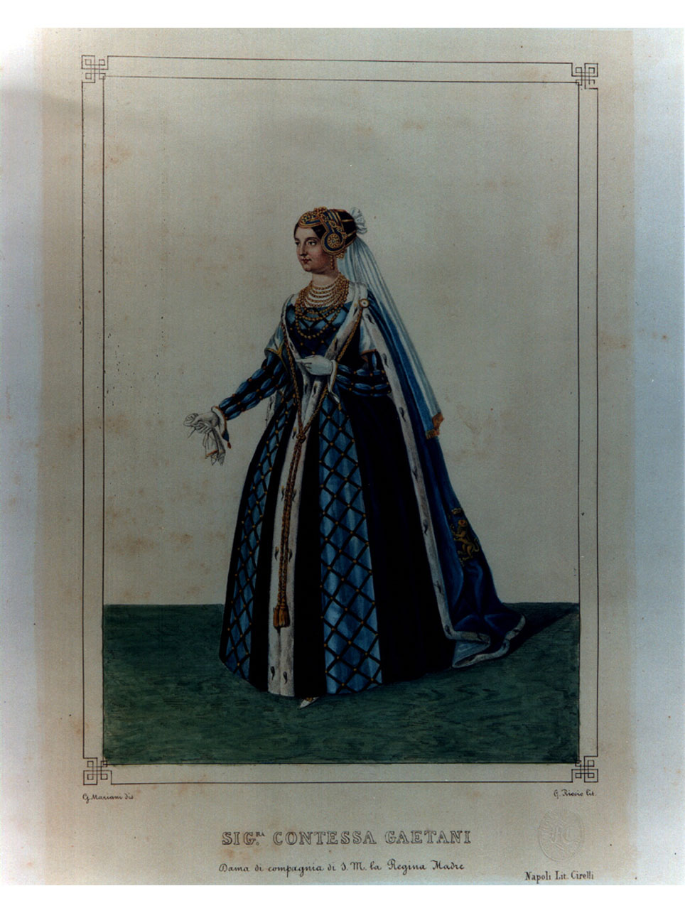 figura femminile (stampa a colori, elemento d'insieme) di Riccio Gaetano, Mariani Giovanni Battista (sec. XIX)
