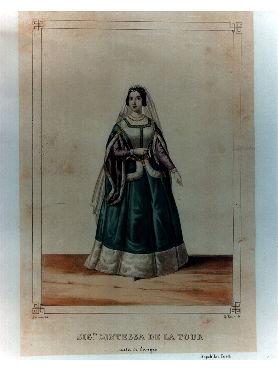 figura femminile (stampa a colori, elemento d'insieme) di Riccio Gaetano, Mariani Giovanni Battista (sec. XIX)