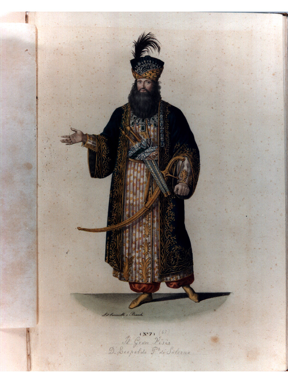 figura maschile in costume da gran visir (stampa a colori, serie) di Bianchi Lorenzo, Morghen Luigi, Cuciniello Domenico (sec. XIX)
