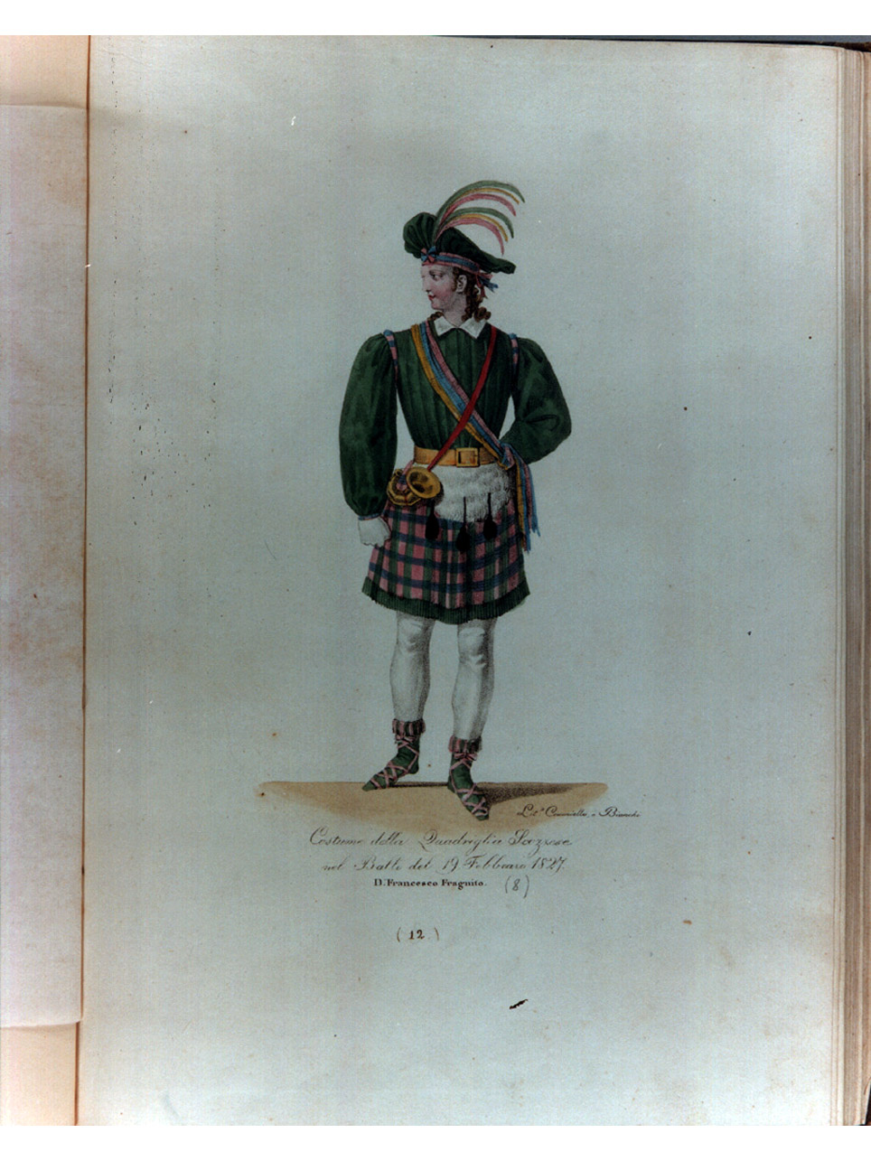 figura maschile in costume da scozzese (stampa a colori, serie) di Bianchi Lorenzo, Morghen Luigi, Cuciniello Domenico (sec. XIX)