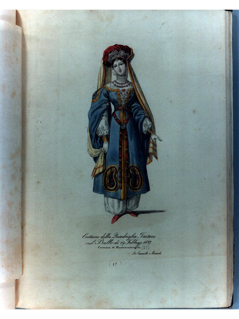 figura femminile in costume da tartara (stampa a colori, serie) di Cuciniello Domenico, Bianchi Lorenzo, Morghen Luigi (sec. XIX)