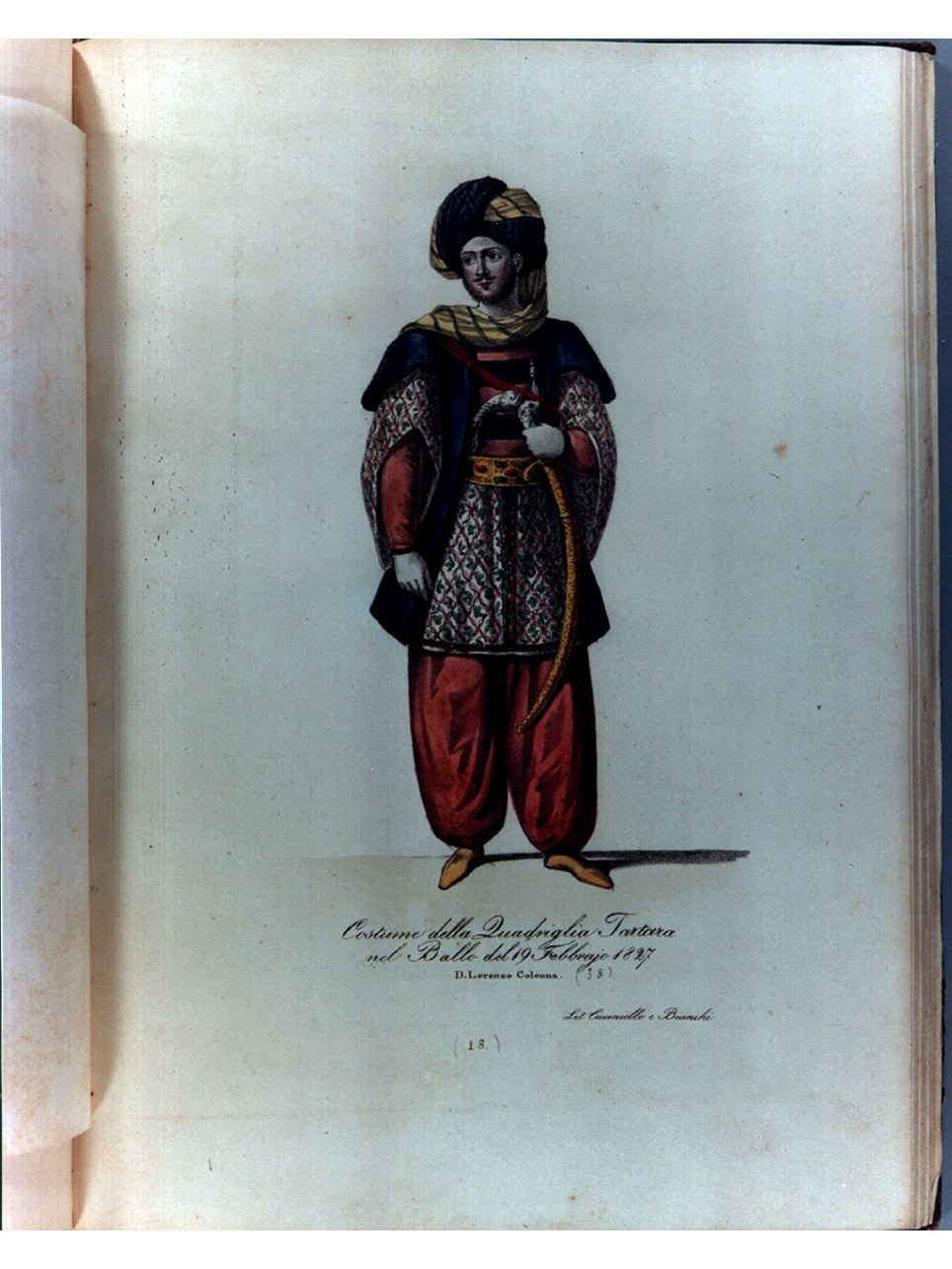 figura maschile in costume da tartaro (stampa a colori, serie) di Cuciniello Domenico, Morghen Luigi, Bianchi Lorenzo (sec. XIX)
