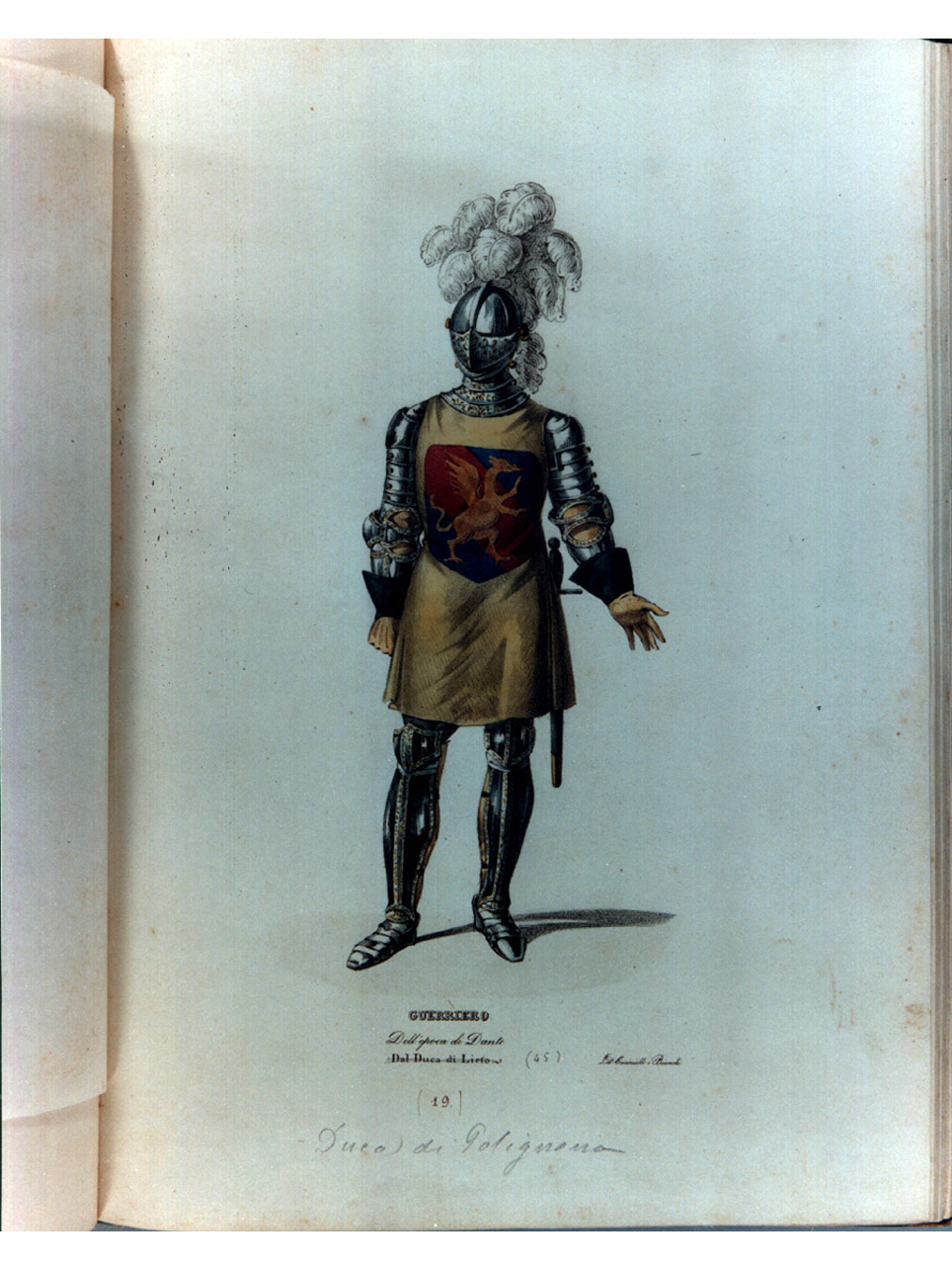 figura maschile in armatura (stampa a colori, serie) di Cuciniello Domenico, Bianchi Lorenzo, Morghen Luigi (sec. XIX)