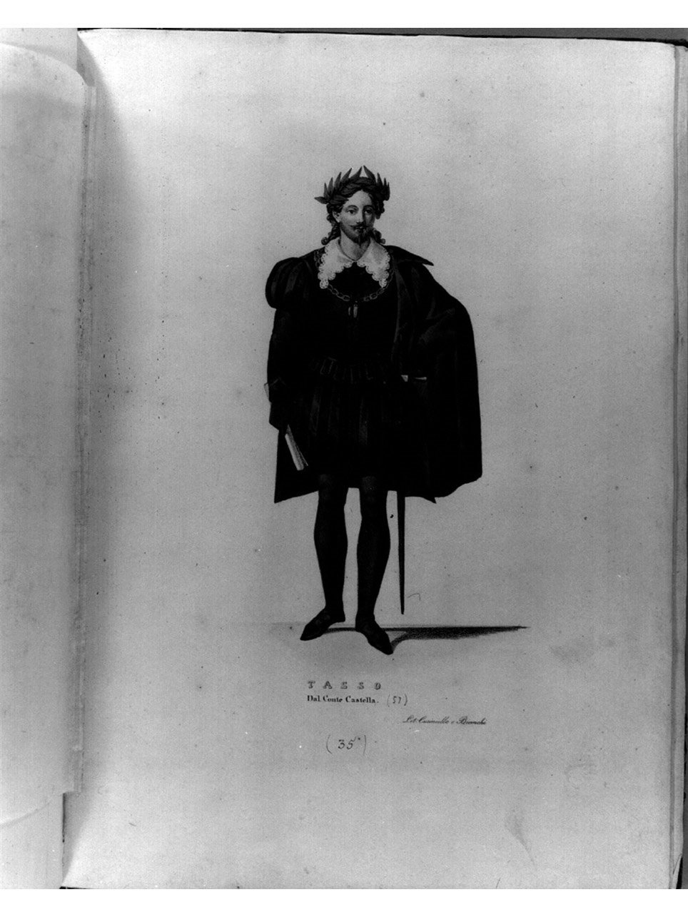 figura maschile in costume (stampa a colori, serie) di Cuciniello Domenico, Morghen Luigi, Bianchi Lorenzo (sec. XIX)