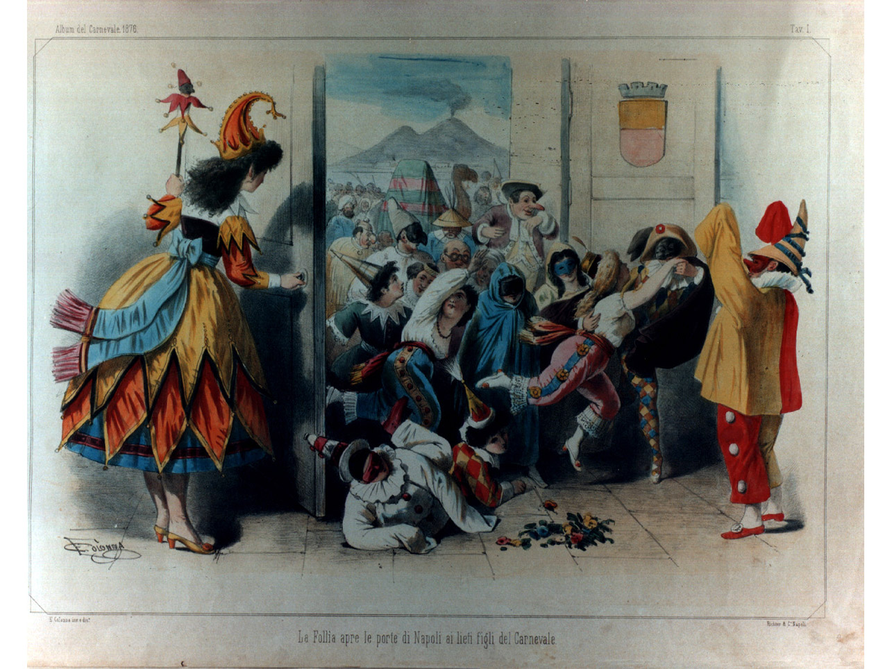 scena carnevalesca (stampa a colori, elemento d'insieme) di Richter Ludwig, Colonna Enrico (sec. XIX)