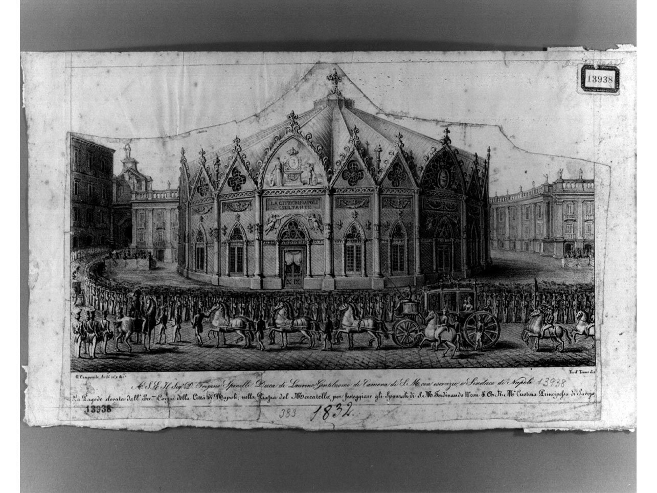 padiglione effimero (stampa) di Campanile Giuseppe, Tonno Ferdinando (sec. XIX)