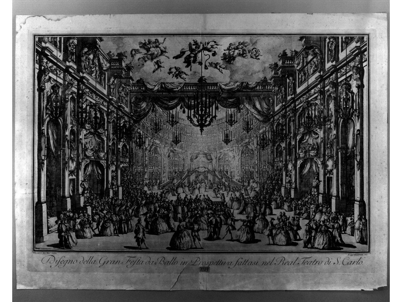 Real Teatro S. Carlo interno (stampa, serie) di Lorrain Luis Joseph, Dal Re Vincenzo (sec. XVIII)